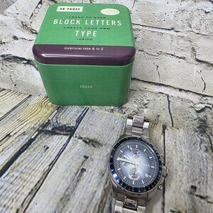 Fossil Mens Retro Watch CH2589 Stainless Steel Works Needs Battery w Box